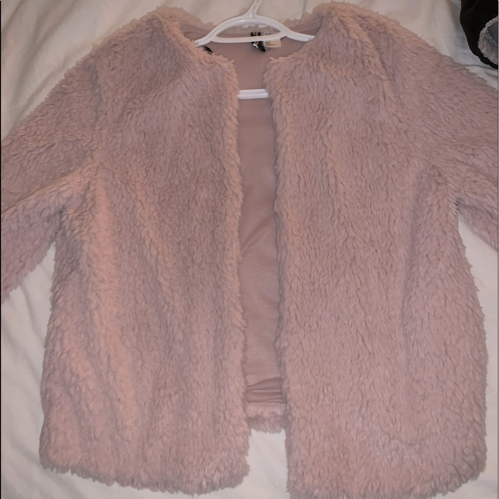 Fluffy Baby Pink Sweater Jacket